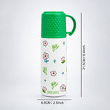 LSB Green Checks Cup Lid Design, Sleek Stainless Steel Thermos & Water Bottle for Kids, 350ml