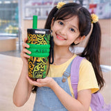LSB, Green Doodle Fluroscent series Stainless Steel Tumbler and Water Bottle for Kids and Adults,550ml