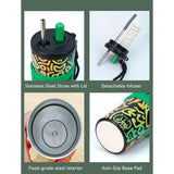 LSB, Green Doodle Fluroscent series Stainless Steel Tumbler and Water Bottle for Kids and Adults,550ml