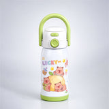 LSB Green Lid, Lucky Capybara Series, Stainless Steel Water Bottle for Kids, 600ml