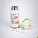 LSB Green Lid, Lucky Capybara Series, Stainless Steel Water Bottle for Kids, 600ml