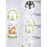 LSB Green Lid, Lucky Capybara Series, Stainless Steel Water Bottle for Kids, 600ml