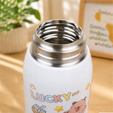 LSB Green Lid, Lucky Capybara Series, Stainless Steel Water Bottle for Kids, 600ml