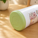 LSB Green Lid, Lucky Capybara Series, Stainless Steel Water Bottle for Kids, 600ml