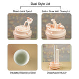 Little Surprise Box,Lily Pink Stainless Steel premium Insulated Detox Infuser Bottle with Tea and Fruit Infuser attachment, 520ml