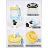 LSB Meow & Polka , Good Time Series, Stainless Steel Tumbler and Water Bottle for Kids & Adults, 710ml