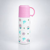LSB Pink Checks Cup Lid Design, Sleek Stainless Steel Thermos & Water Bottle for Kids, 350ml