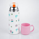 LSB Pink Checks Cup Lid Design, Sleek Stainless Steel Thermos & Water Bottle for Kids, 350ml