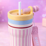 LSB, Pink Stripes, Rich Series, Stainless Steel Tumbler and Water Bottle for Kids, Teens and Adults, 560 ml