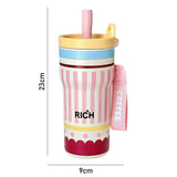 LSB, Pink Stripes, Rich Series, Stainless Steel Tumbler and Water Bottle for Kids, Teens and Adults, 560 ml