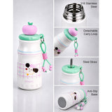 LSB Puppy Checks, sleek Stainless Steel Water Bottle with Infuser attachment for Kids, 400ml