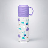 LSB Purple Checks Cup Lid Design, Sleek Stainless Steel Thermos & Water Bottle for Kids, 350ml