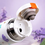 LSB Purple Checks Cup Lid Design, Sleek Stainless Steel Thermos & Water Bottle for Kids, 350ml