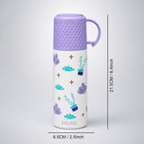 LSB Purple Checks Cup Lid Design, Sleek Stainless Steel Thermos & Water Bottle for Kids, 350ml