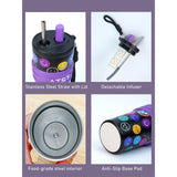 LSB, Purple Smiley Fluroscent series Stainless Steel Tumbler and Water Bottle for Kids and Adults,550ml