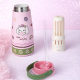 LSB, Rabbit floral Moo series insulated thermos Bottle with detachable filter for Kids and Adults, 600ml