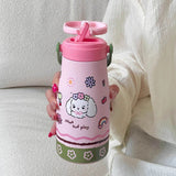 LSB, Rabbit floral Moo series insulated thermos Bottle with detachable filter for Kids and Adults, 600ml