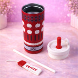 LSB, Red Checks Apple , Rich Series, Stainless Steel Tumbler and Water Bottle for kids, Teens and Adults, 560 ml