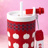 LSB, Red Checks Apple , Rich Series, Stainless Steel Tumbler and Water Bottle for kids, Teens and Adults, 560 ml