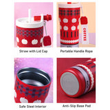 LSB, Red Checks Apple , Rich Series, Stainless Steel Tumbler and Water Bottle for kids, Teens and Adults, 560 ml