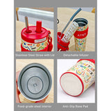 LSB, Red Lucky Doodle Fluroscent series Stainless Steel Tumbler and water bottle for Kids and Adults,550ml