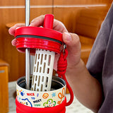 LSB, Red Lucky Doodle Fluroscent series Stainless Steel Tumbler and water bottle for Kids and Adults,550ml