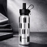 LSB, Shiny Black Jumbo Straw Series Stainless Steel Water Bottle fot kids, Teens and Adults,700 ml