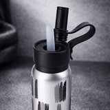 LSB, Shiny Black Jumbo Straw Series Stainless Steel Water Bottle fot kids, Teens and Adults,700 ml