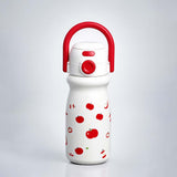 LSB White Red Apple Design, Stainless Steel Dual Lid Water Bottle for Kids, 500ml