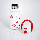 LSB White Red Apple Design, Stainless Steel Dual Lid Water Bottle for Kids, 500ml