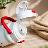 LSB White Red Apple Design, Stainless Steel Dual Lid Water Bottle for Kids, 500ml