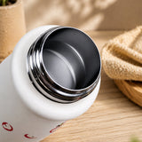 LSB White Red Apple Design, Stainless Steel Dual Lid Water Bottle for Kids, 500ml