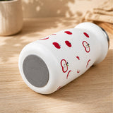 LSB White Red Apple Design, Stainless Steel Dual Lid Water Bottle for Kids, 500ml
