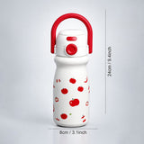 LSB White Red Apple Design, Stainless Steel Dual Lid Water Bottle for Kids, 500ml