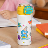 LSB Yellow Lid, Snack Time Buddy Series, Stainless Steel Water Bottle for Kids, 700ml