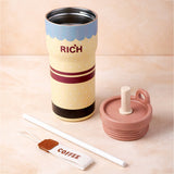 LSB, Yellow Polka Rich Series, Stainless Steel Tumbler and Water Bottle for Kids, Teens and Adults, 560 ml