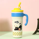 LSB, Yellow Lid, popcorn Cat, Twilight Tumbler Series, Stainless Steel Tumbler and Water Bottle for Teens and Adults, 750 ml