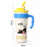 LSB, Yellow Lid, popcorn Cat, Twilight Tumbler Series, Stainless Steel Tumbler and Water Bottle for Teens and Adults, 750 ml
