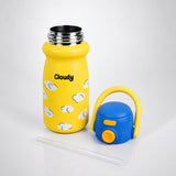 LSB Yellow Blue Clouds Design, Stainless Steel Dual Lid Water Bottle for Kids, 500ml