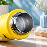 LSB Yellow Blue Clouds Design, Stainless Steel Dual Lid Water Bottle for Kids, 500ml