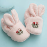 Pink Bunny Booties for Girls with Embroidery