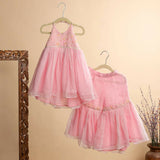 Casa Ninos pink Haltes Neck Kurti With Sharara