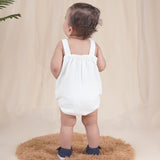 Baby Boy Gift Hamper with Cotton Romper and Swaddle | Little Meadows | White