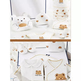 25pcs Cream Teddy Bear Collared Newborn Baby Hamper, Baby Boy/Baby Girl with Suitcase, 0-12 months