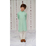 Little Awadh Rainbow Jaal Hand Embroidered Chikankari Kurta