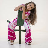 Mamarill Girls A Bright And Bold Co-Ord Set Tie-Dye Patternwith Puff-Sleeve Top Pairs With Wide-Leg Pants