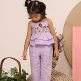 Casa Ninos Purple Linen Embroided Top Casa Ninos Purple Linen Embroided Top And Pants