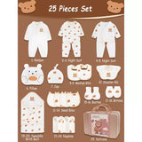 25pcs Cream Teddy Bear Collared Newborn Baby Hamper, Baby Boy/Baby Girl with Suitcase, 0-12 months