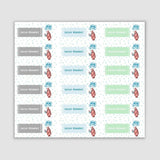 Teddy Party Blue Waterproof Sticker