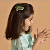 Little Pink Llama Elephant-Hair Clip-Green